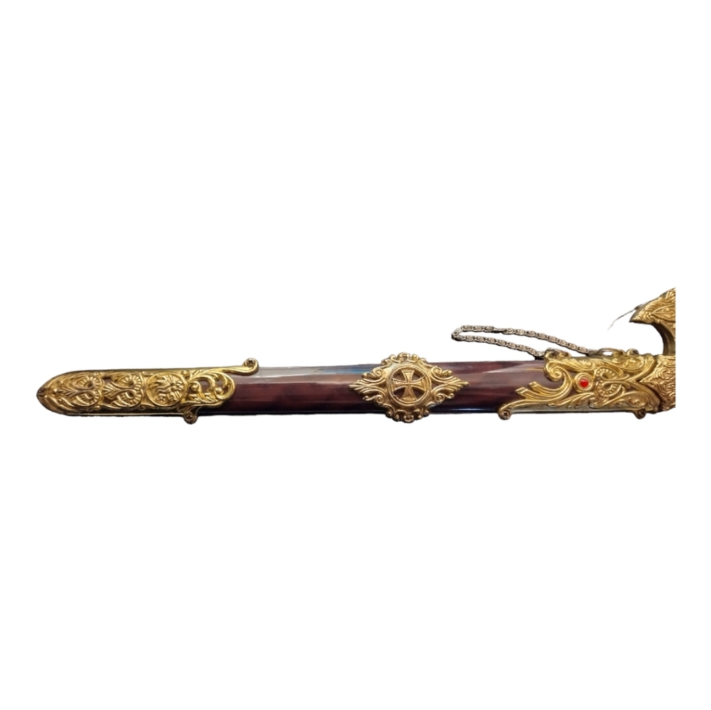 Decorative Sword and Sheath Copper & Stainless Steel w/ Chain for Wall Mounting - Picture 2 of 12